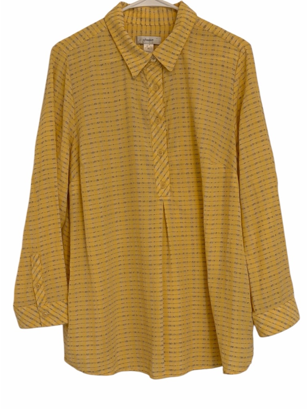 CJ Banks Plus Size Yellow 80s Vintage style blouse - Size 1X